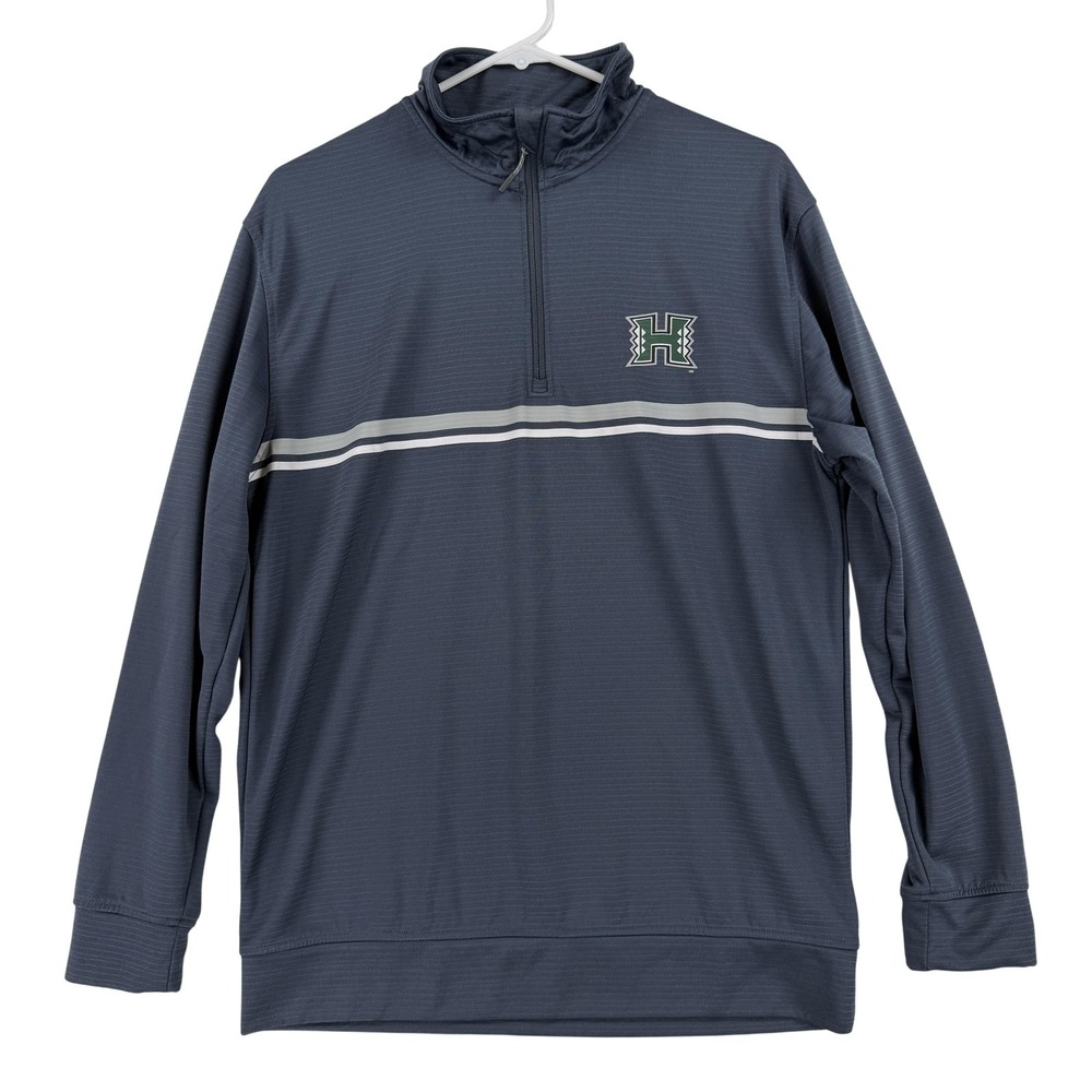 Champion Pullover Mens Medium Blue 1/4 Zip Long Sleeve Hawaii University Jacket